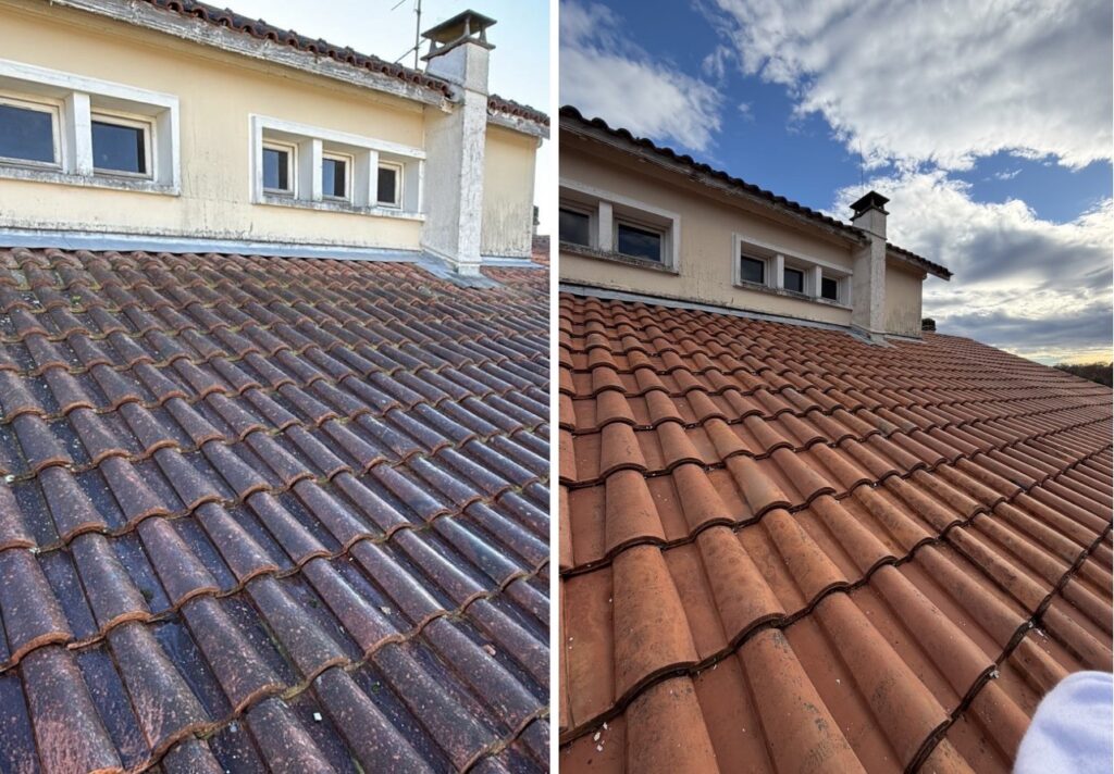 Netoyage toiture avant après